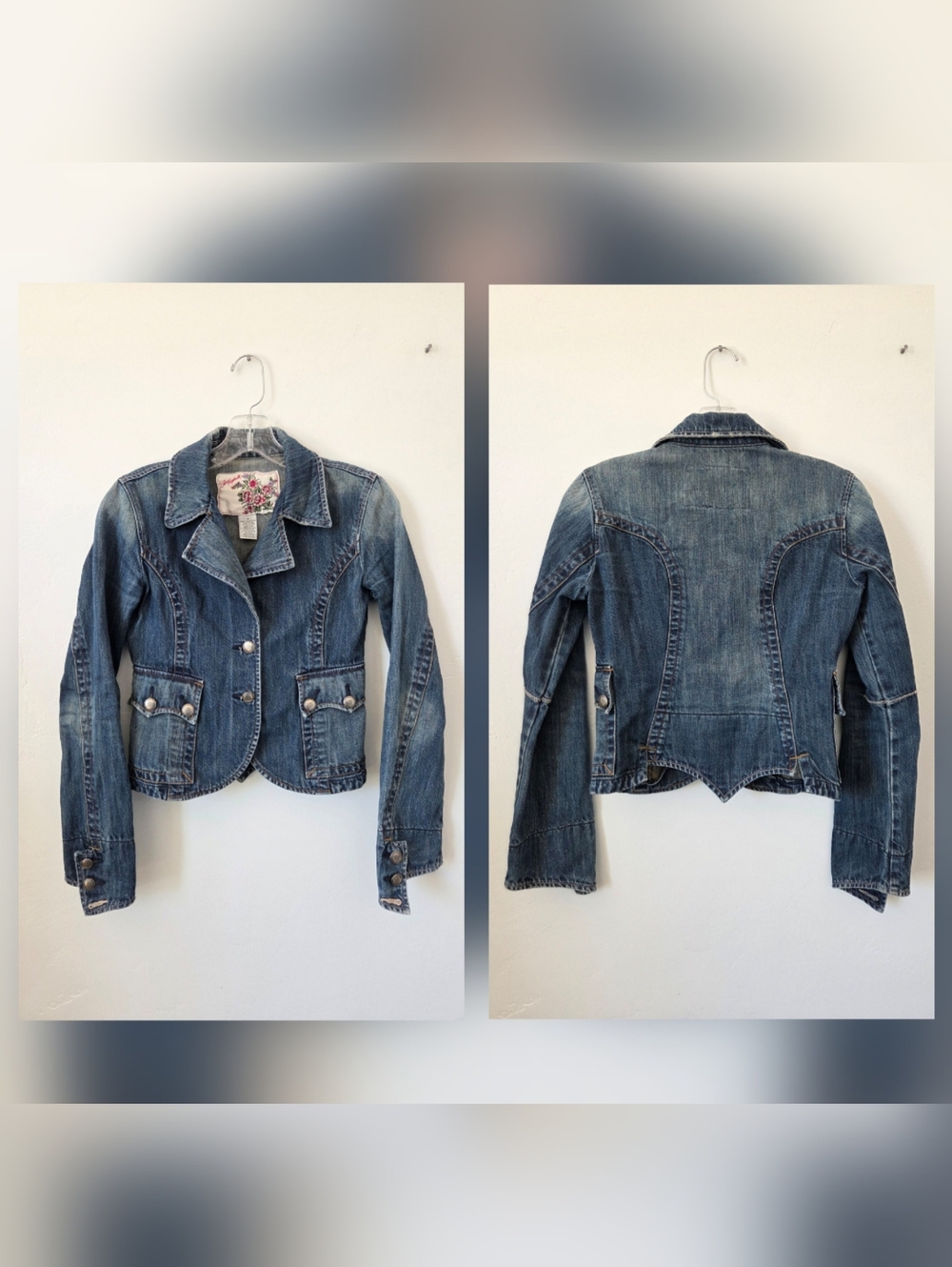 Vintage Blue Asphalt Denim Jean Jacket Rockabilly Steampunk Western Americana S